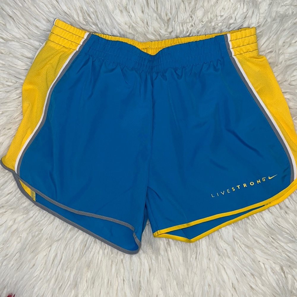 NWT Nike Livestrong Blue and Yellow athletic shorts Size medium